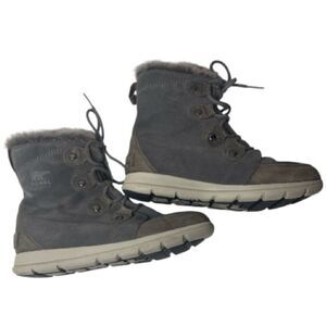 Sorel Women’s Explorer Joan Suede Waterproof Boots In Quarry Grey. Size 10.